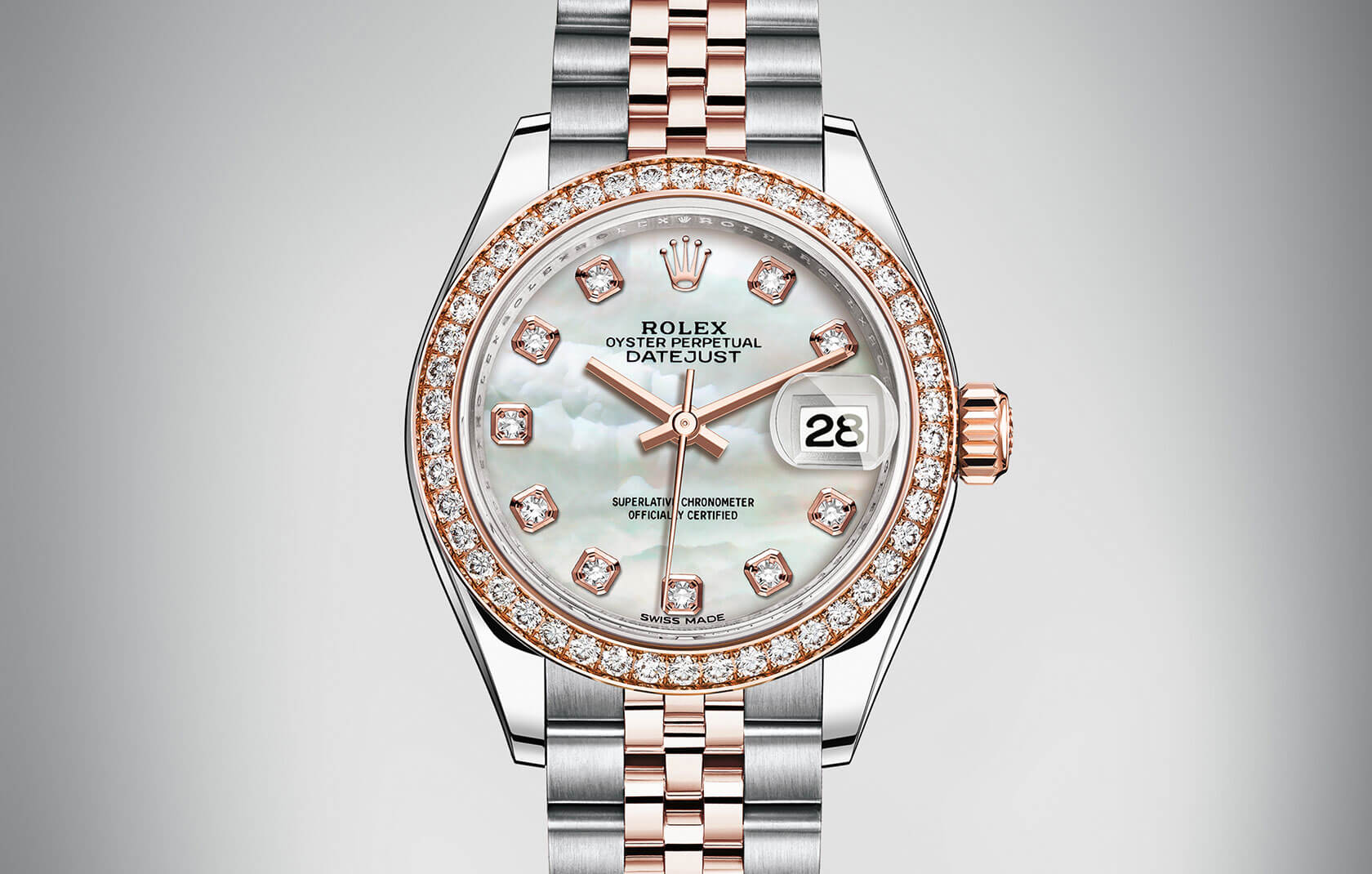 Fake Rolex Lady-Datejust Watches With White Mother-of-pearl Dials